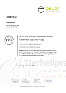 Zertifikat Futtermittelberaterin für Pferde